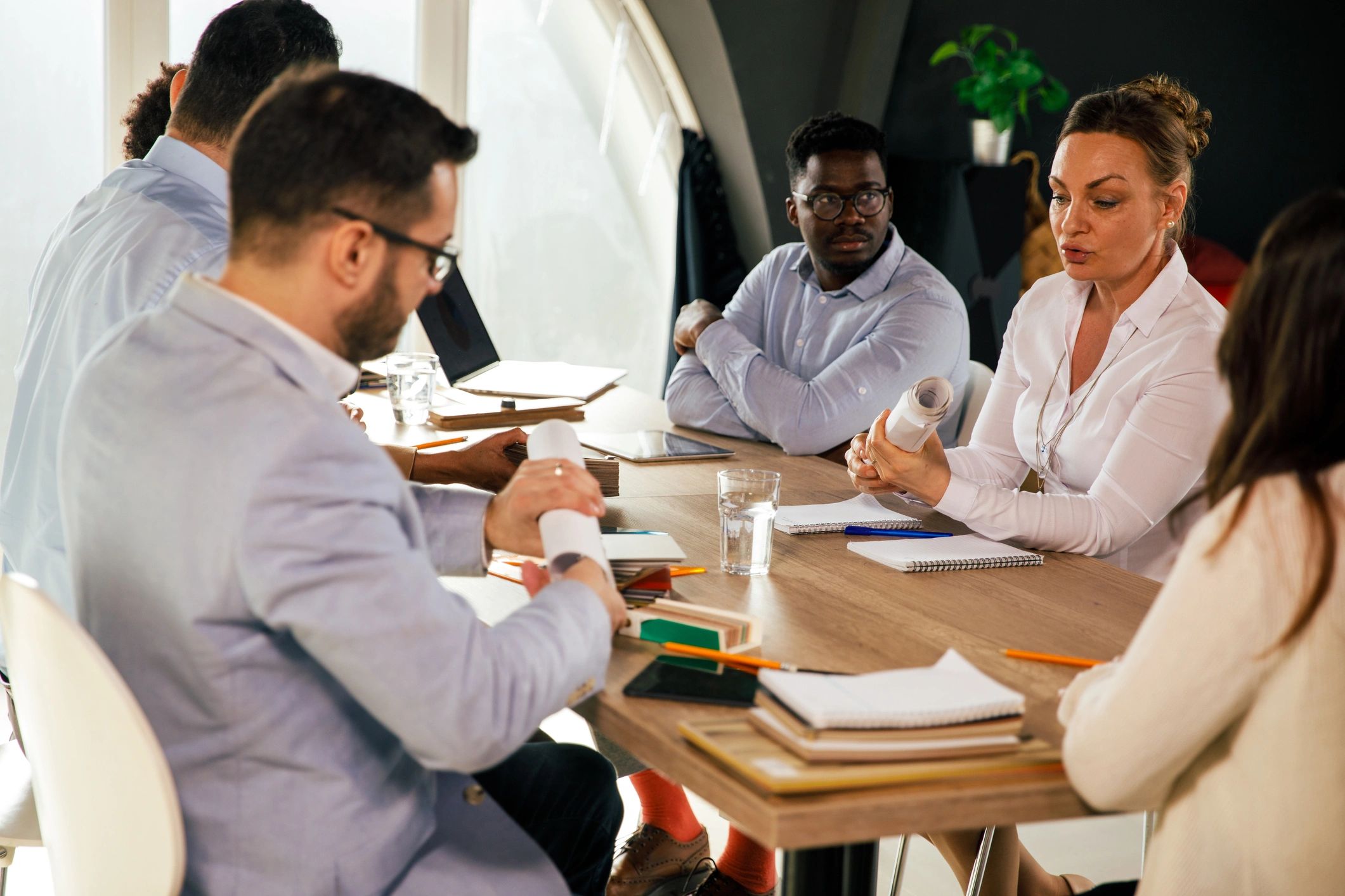 Diverse team meeting around a conference table