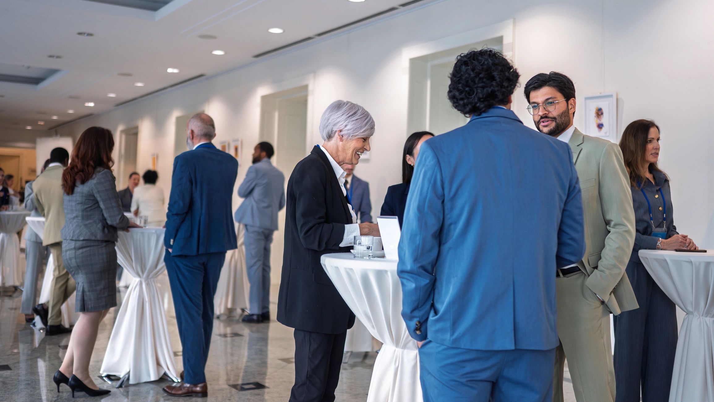 Professionals networking at a business conference